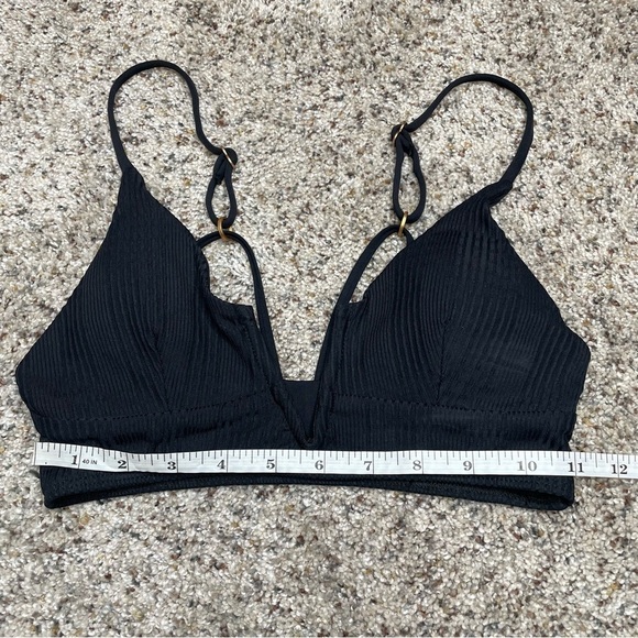 L*SPACE Pointelle Rib Siren Bikini Top in Black Small - Picture 10 of 11